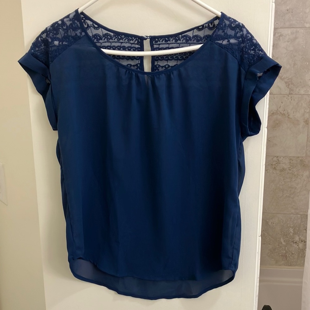 EM Navy Lace Top